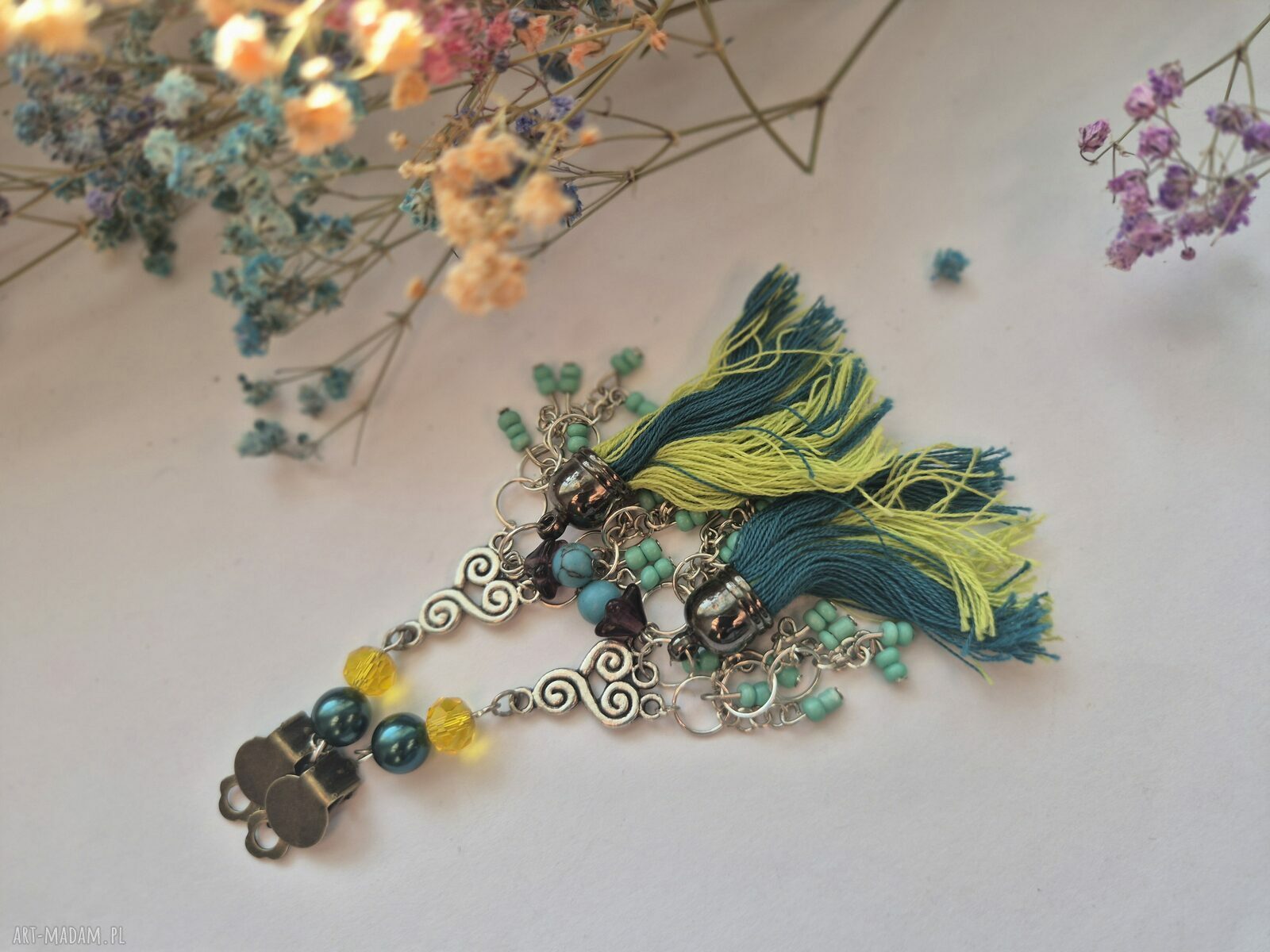 Ręcznie robione klipsy boho frędzle etno Boho Box X1