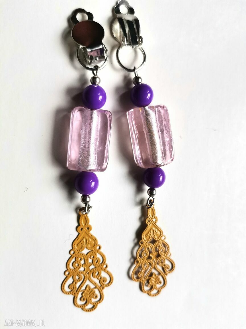 Klipsy boho Frida - ażurowe folk etno handmade