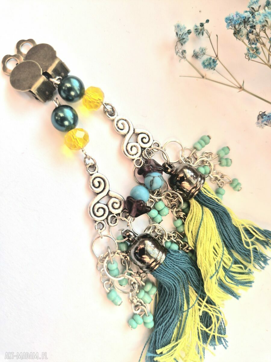 Ręcznie robione klipsy boho frędzle etno Boho Box X1