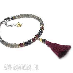 boho grey burgund - bransoletka