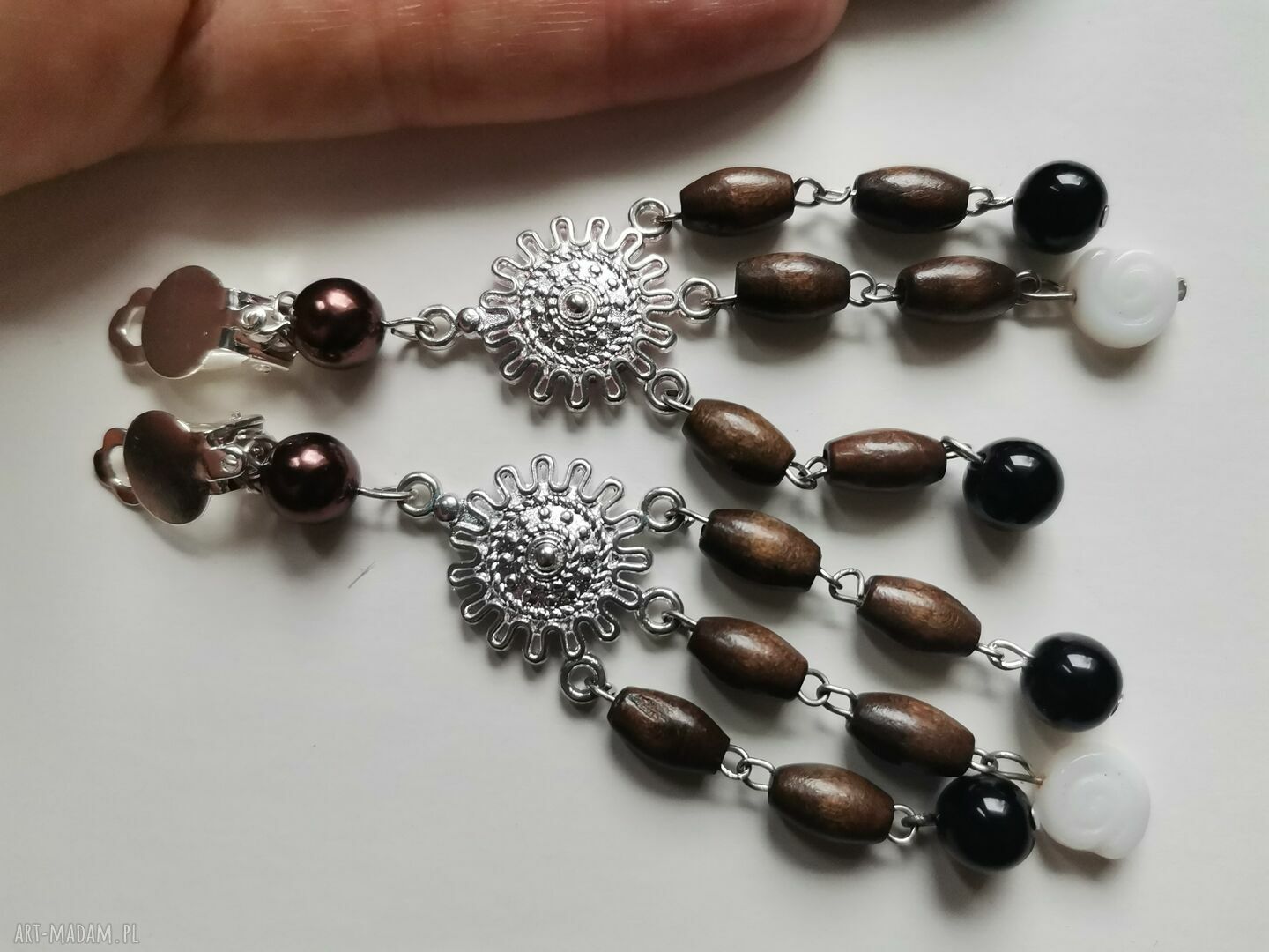 Boho klipsy F1 w stylu Frida - lekkie frędzle etno