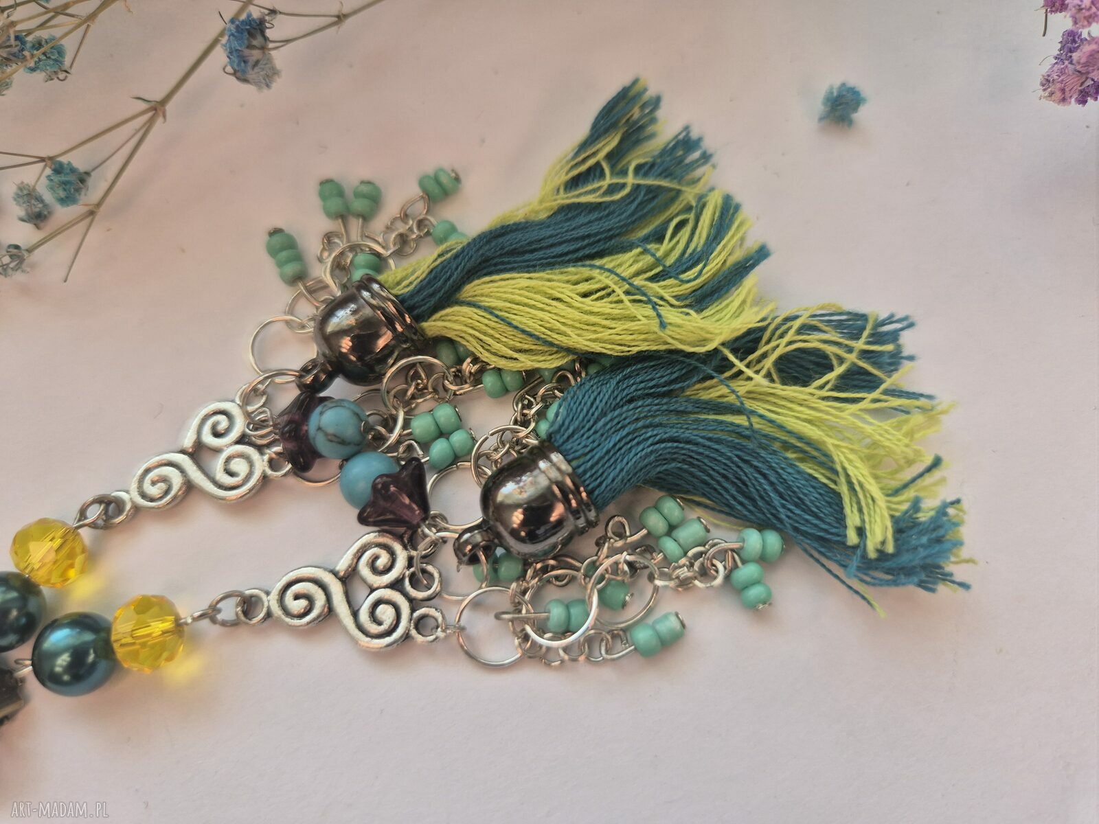 Ręcznie robione klipsy boho frędzle etno Boho Box X1