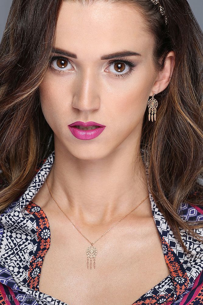 kolczyki: KOLCZYKI ŁAPACZE SNÓW Z RÓŻOWEGO ZŁOTA Ręcznie zrobione