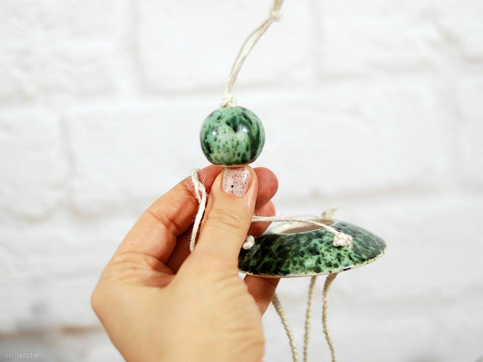 Boho ceramiczny łapacz wiatru i snu z dzwonkami - do domu i ogrodu