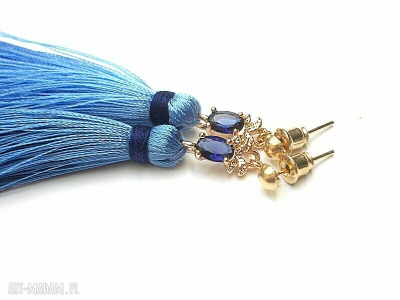 Boho Light Jeans vol. 4 długie chwosty z cyrkoniami i złotymi łącznikami (8,5 cm)