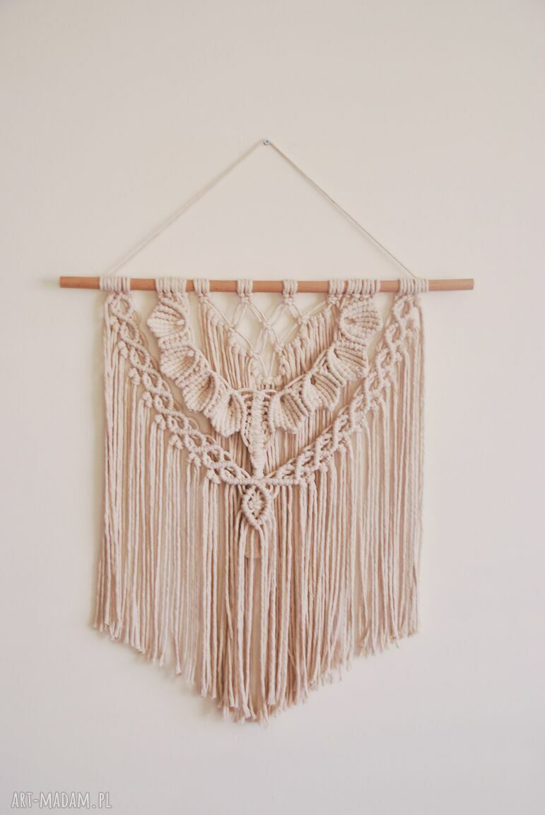 Makrama boho 50 cm - zawieszka na ścianę z ecru sznurka