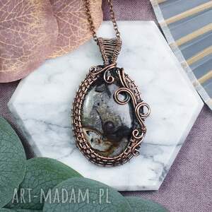 spirit of copper miedziany wisiorek wire wrapping z jaspisem