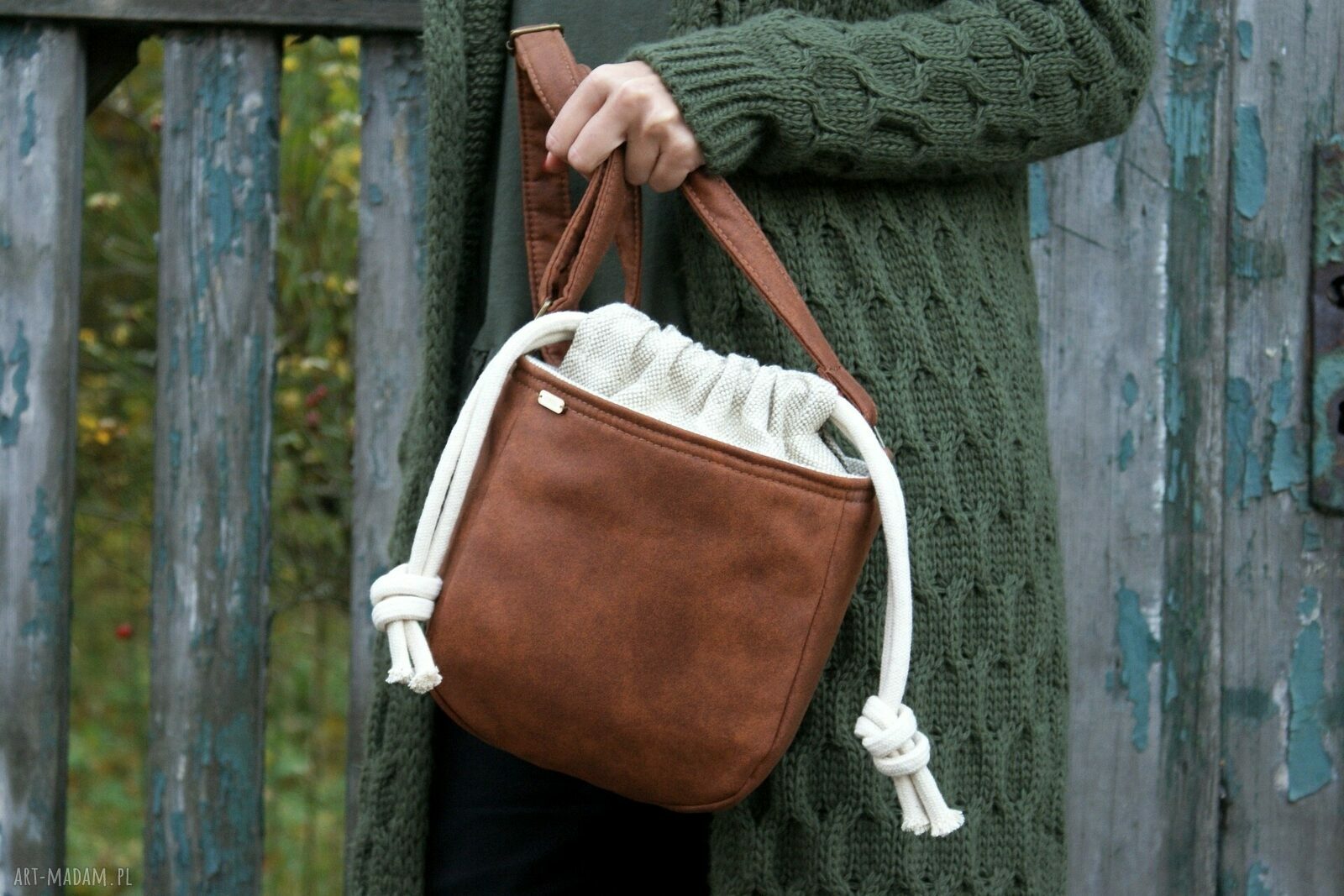 Mikro iks koniak plecionka len hand made