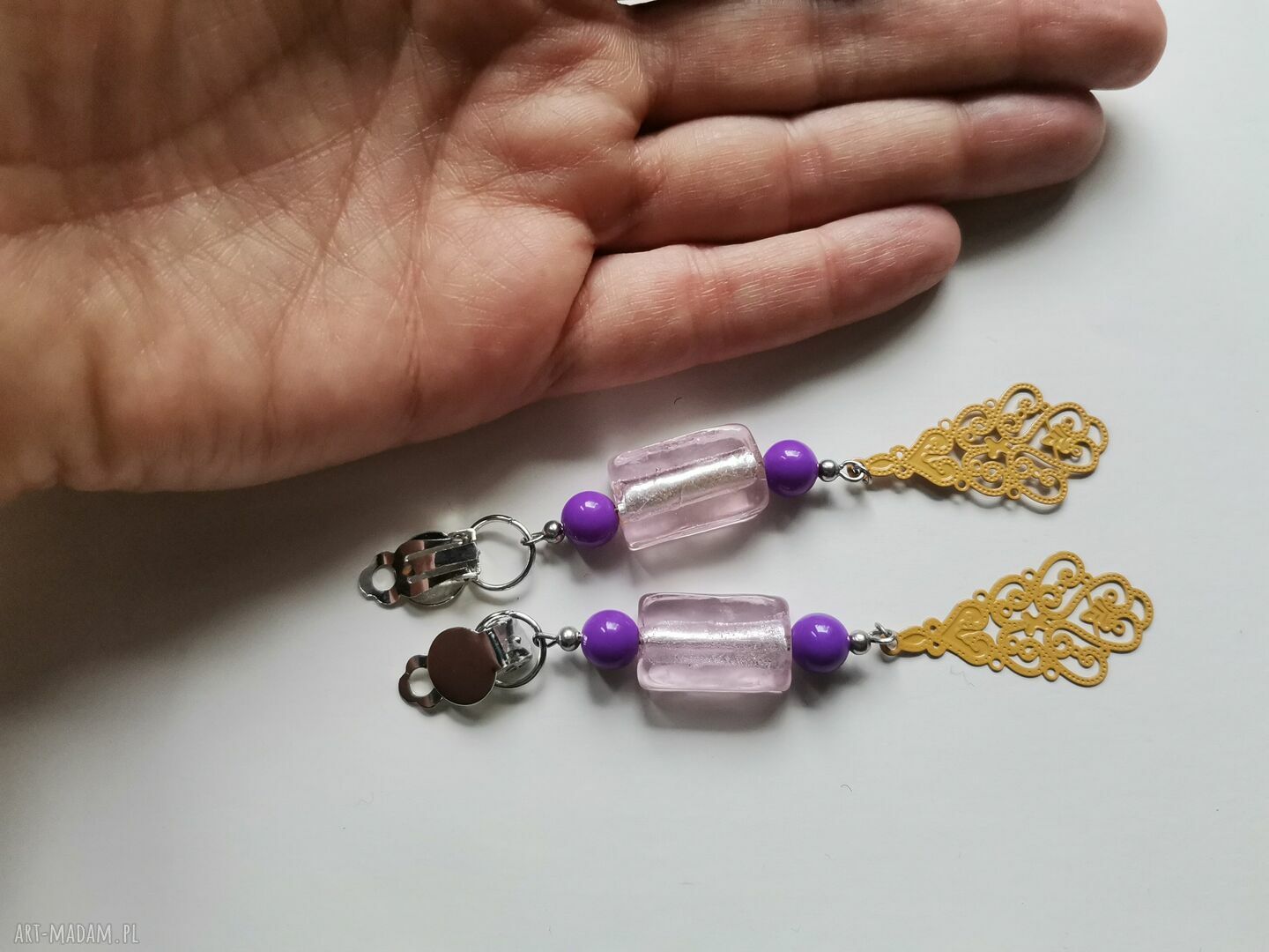 Klipsy boho Frida - ażurowe folk etno handmade