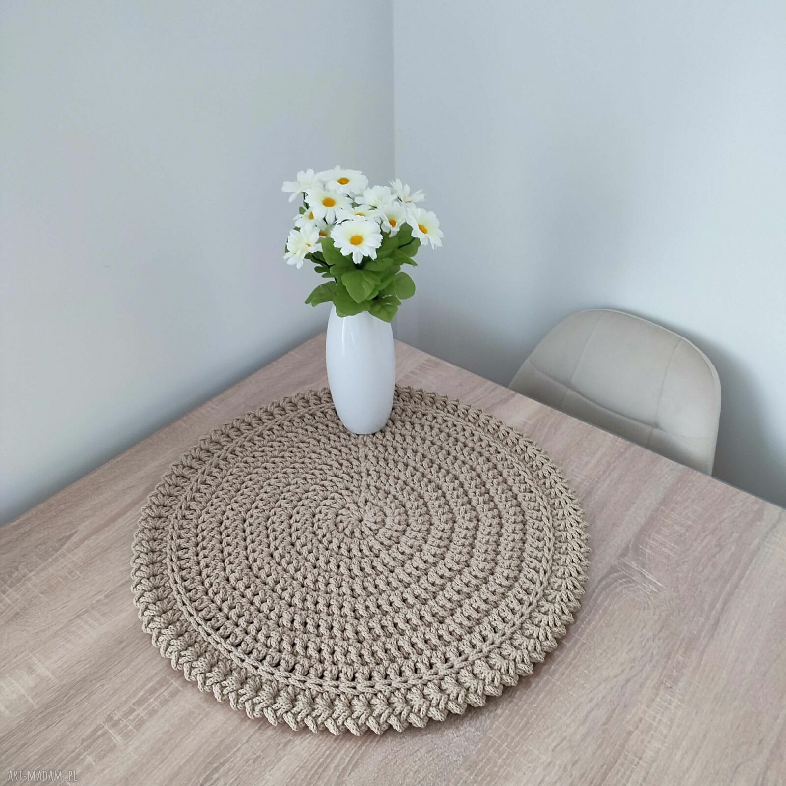 Podkładka boho szydełkowa 55 cm ze sznurka bawełnianego