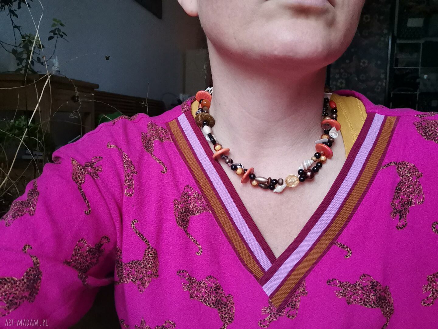 Naszyjnik boho koraliki i muszelki Ruda Klara Frida (box G1)