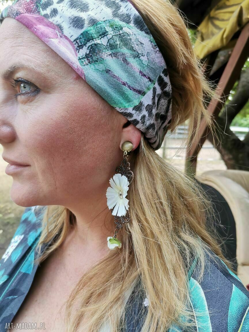 Klipsy boho długie kwiaty w żółtym klimacie - lekkie i kobiece