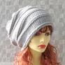 autorskie czapki oversize beanie czapka zimowa kolor light grey dredy