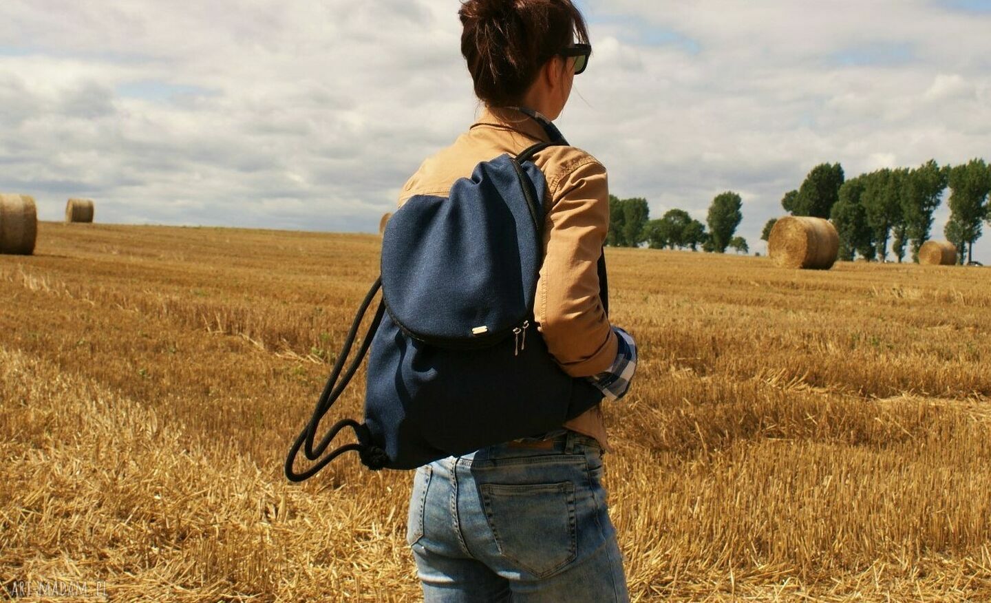 Plecak troczek granat vegan worek podróż szkoła boho