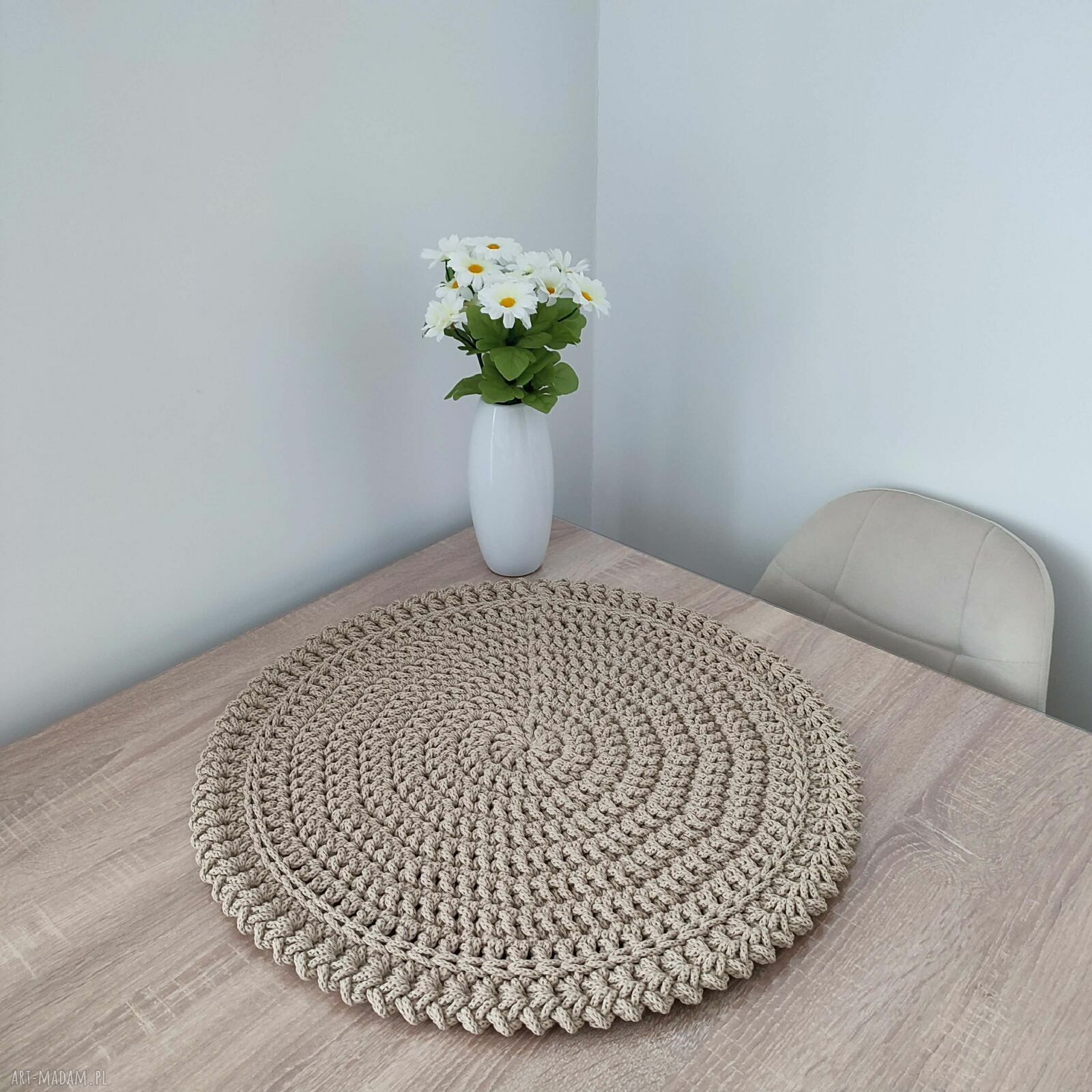 Podkładka boho szydełkowa 55 cm ze sznurka bawełnianego