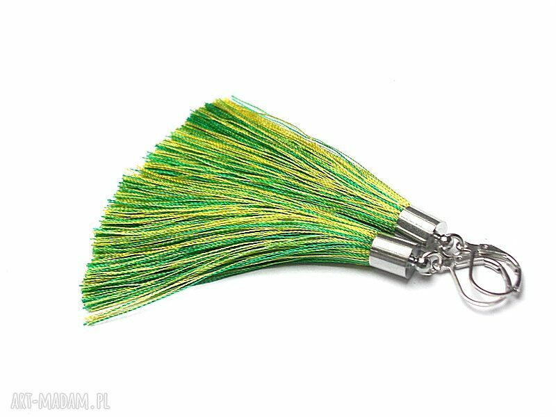 Boho spring - kolczyki z chwostami i metalem, srebrne 8,5 cm (Ki Ka Pracownia)