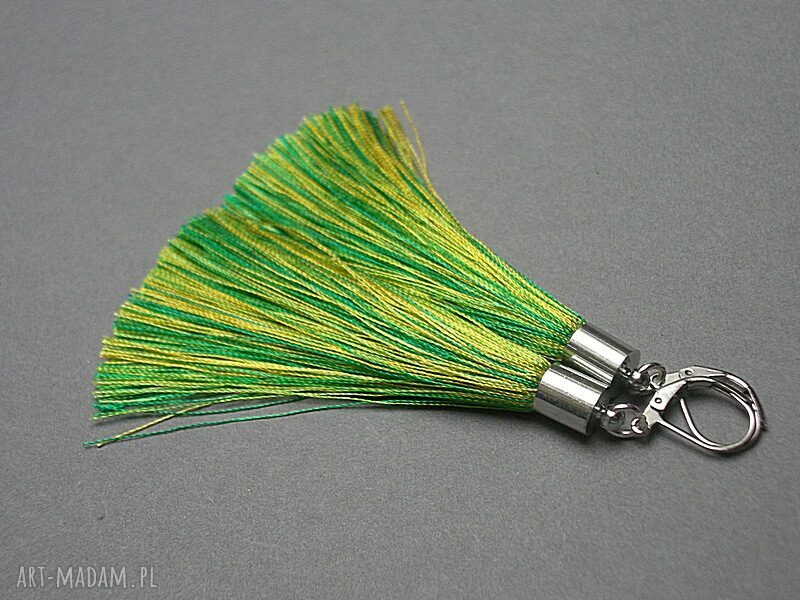 Boho spring kolczyki z chwostami i metalem, srebrne 8,5 cm (Ki Ka Pracownia)