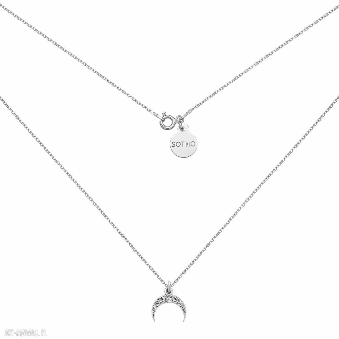 Srebrny naszyjnik księżycem bezbarwnym kryształkiem boho moon