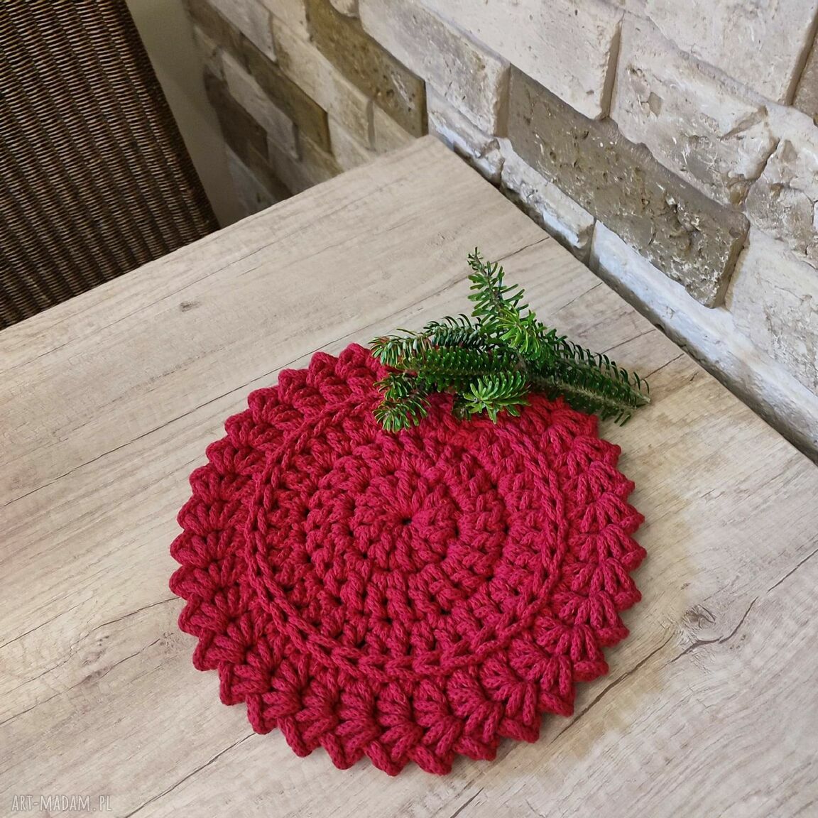 Podkładka boho ze sznurka bawełnianego 26 cm