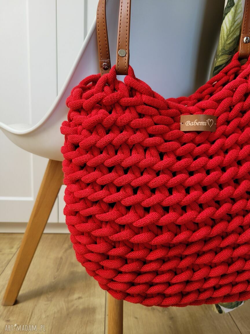 Torba Boho Wave Bag na ramię w kolorze czerwonym - handmade