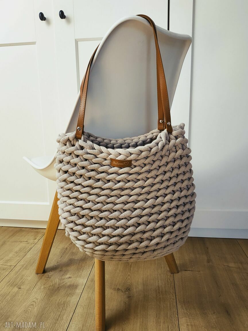 Beżowa torba Boho Wave Bag na ramię - szydełkowana torba na plażę handmade
