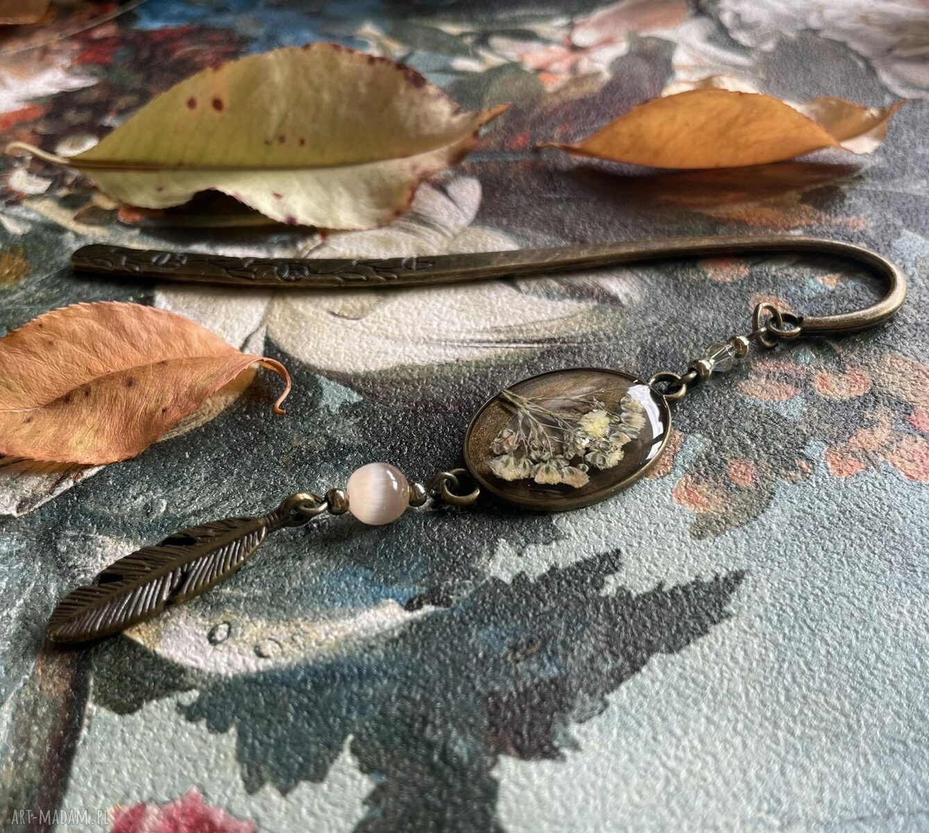 Wrzosowisko Boho vintage zakładka do książki z żywicy na prezent