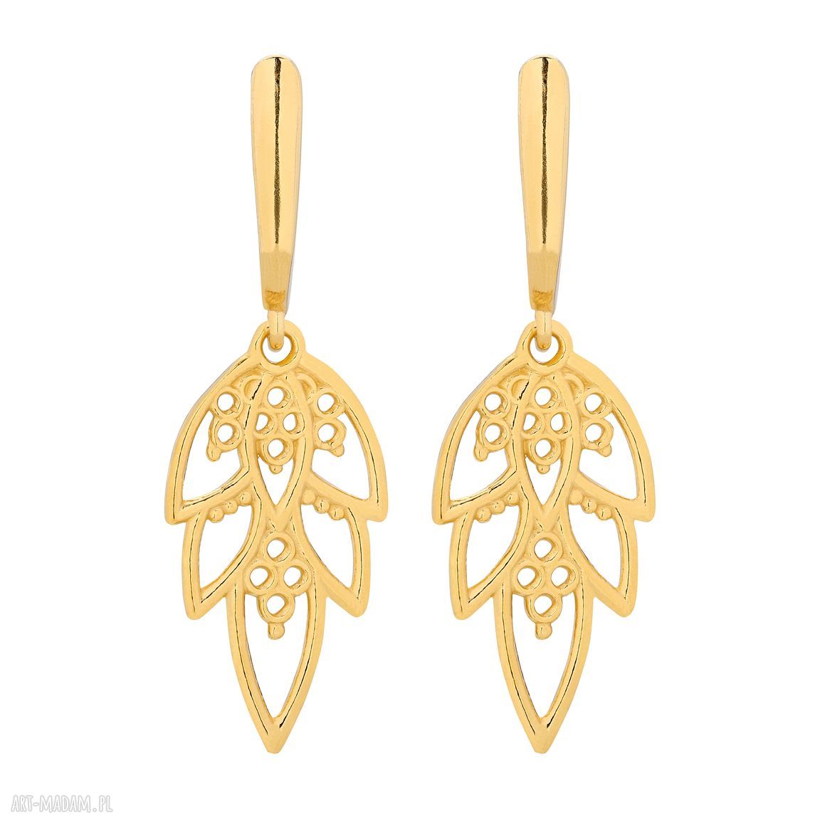 Złote długie kolczyki rozetami wiszące rozety boho duże