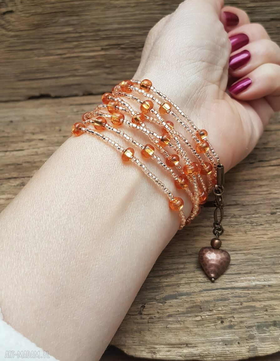Bransoletka Boholinka Miód na Serca - komplet boho z koralików