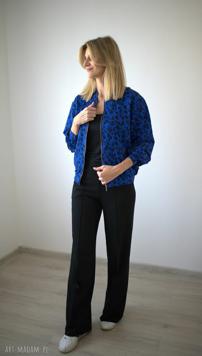 Bomberka oversize kobaltowa pantera bluza kolorowa piękna kobieca