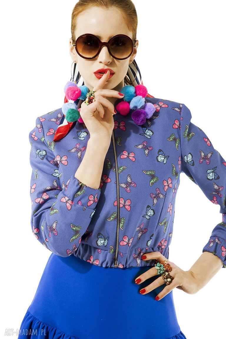 Bomberka w motyki - ręcznie robiona kurtka z czystej bawełny