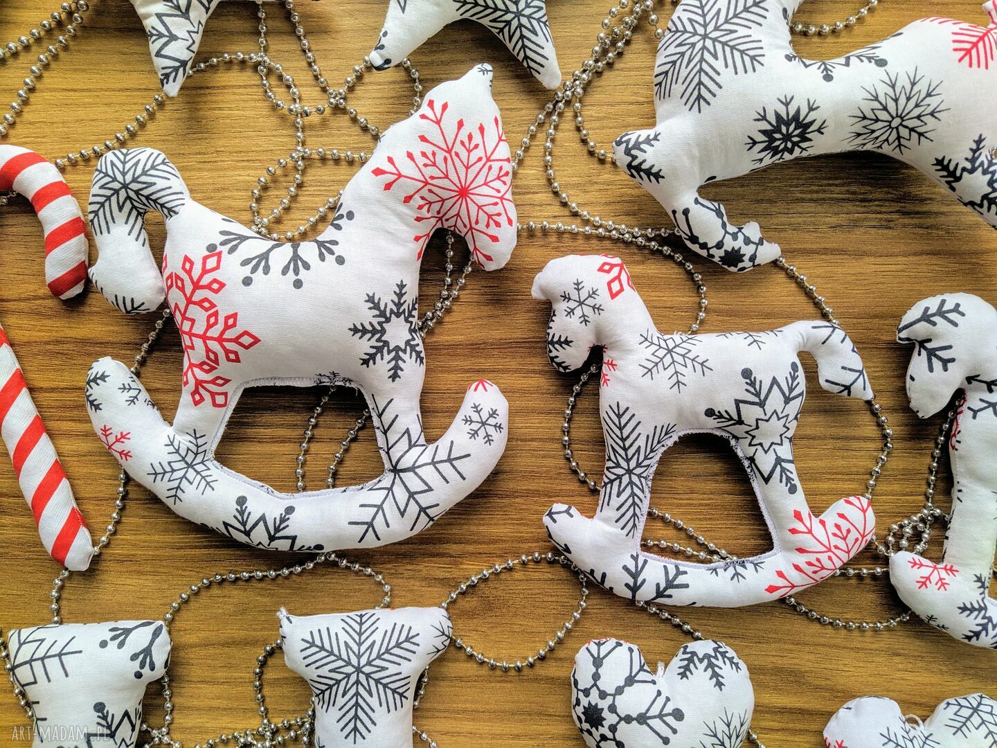 na święta upominki: Bombki choinkowe bawełniane zestaw 16 sztuk Ręcznie robione