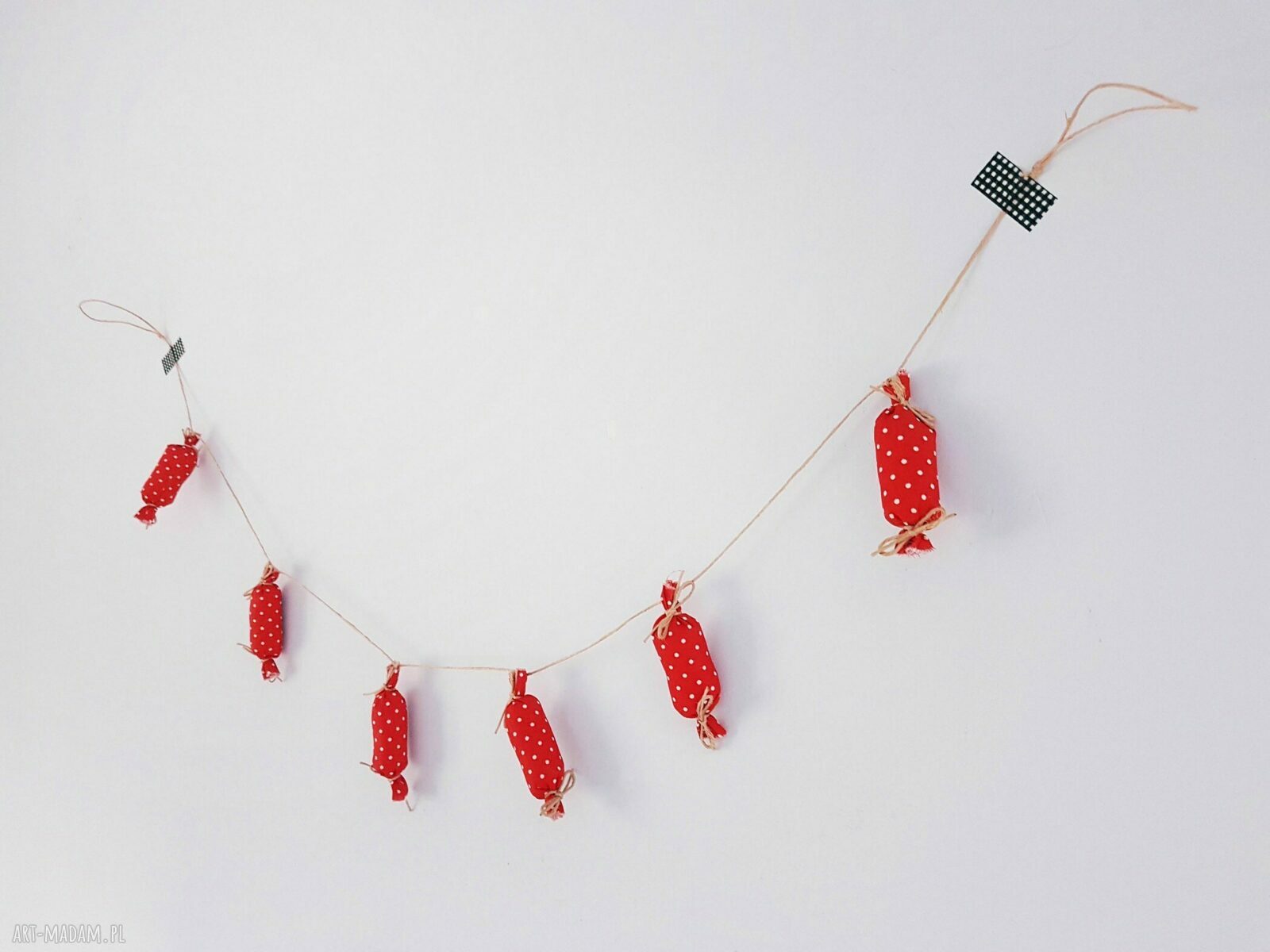 prezent pod choinkę: cukierkowa girlanda świąteczna handmade