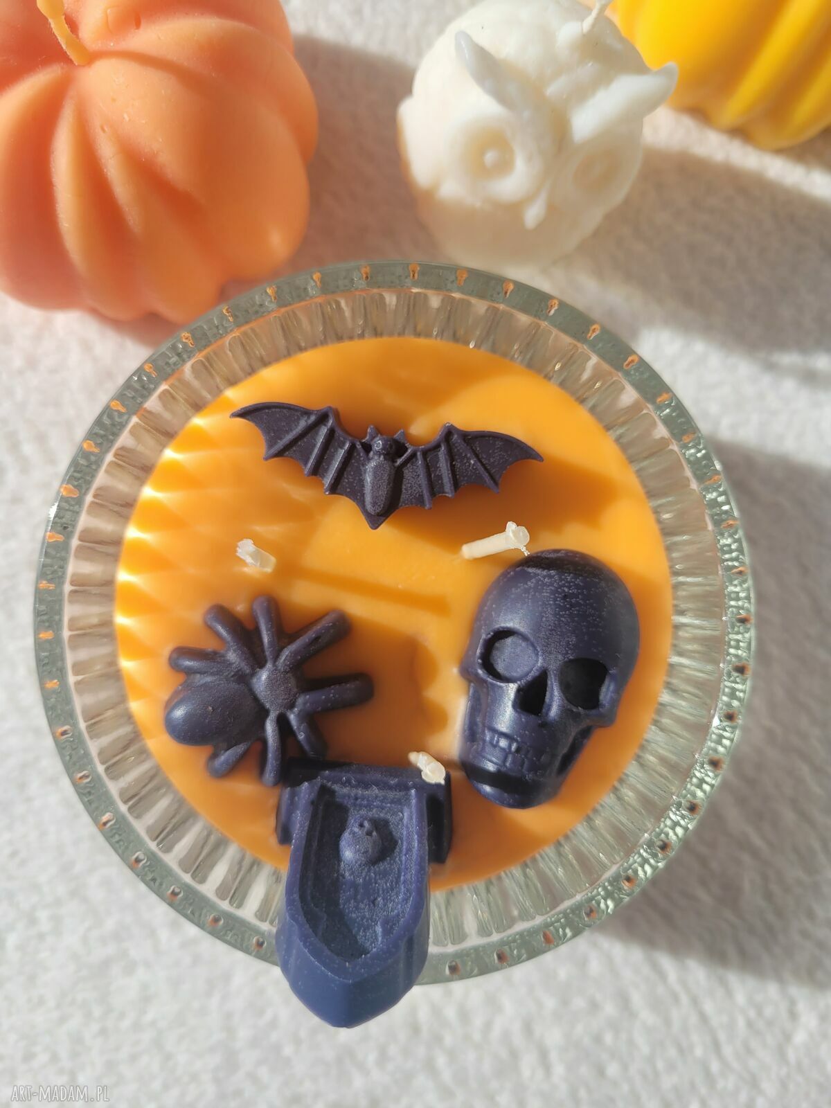 Boo! Dwuwarstwowa świeca sojowa handmade na Halloween