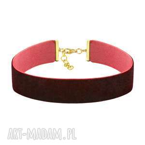 lavoga choker wide - burgundy velvet - złote naszyjniki