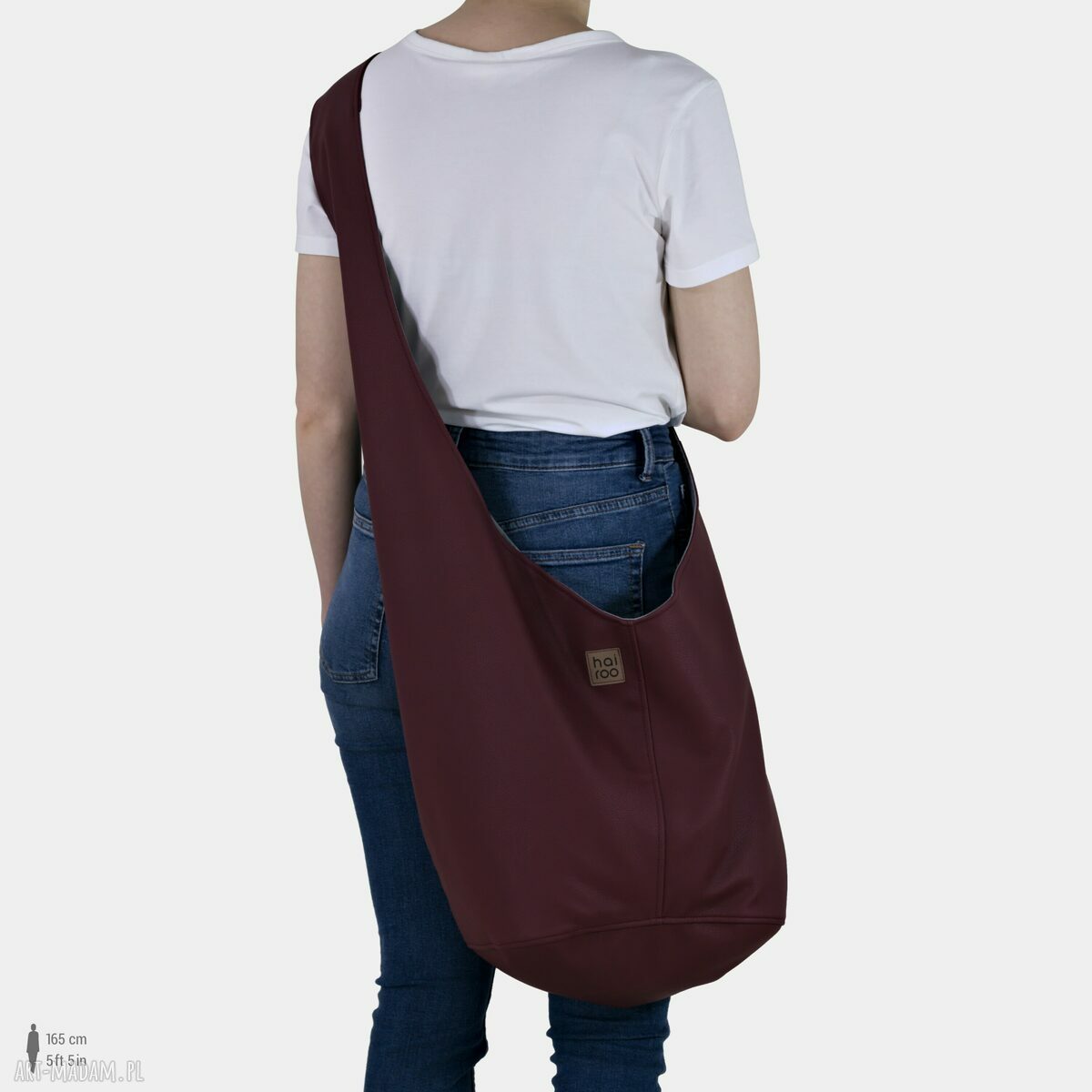 Bordowa torba hobo w stylu boho - Long Boogi Bag do noszenia przez ramię