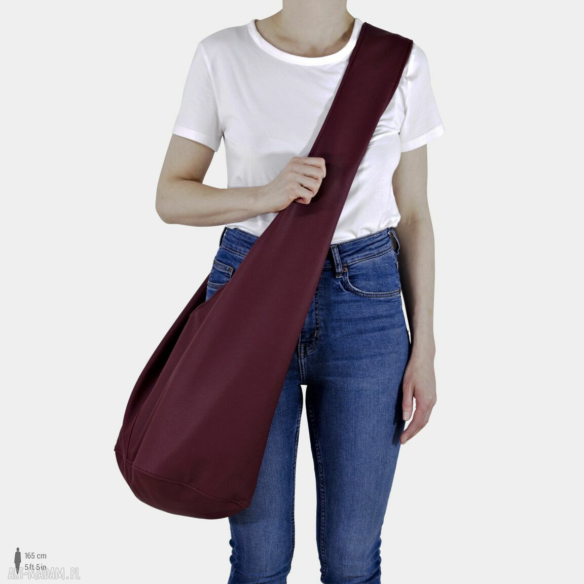 Bordowa torba hobo w stylu boho Long Boogi Bag - na ramię