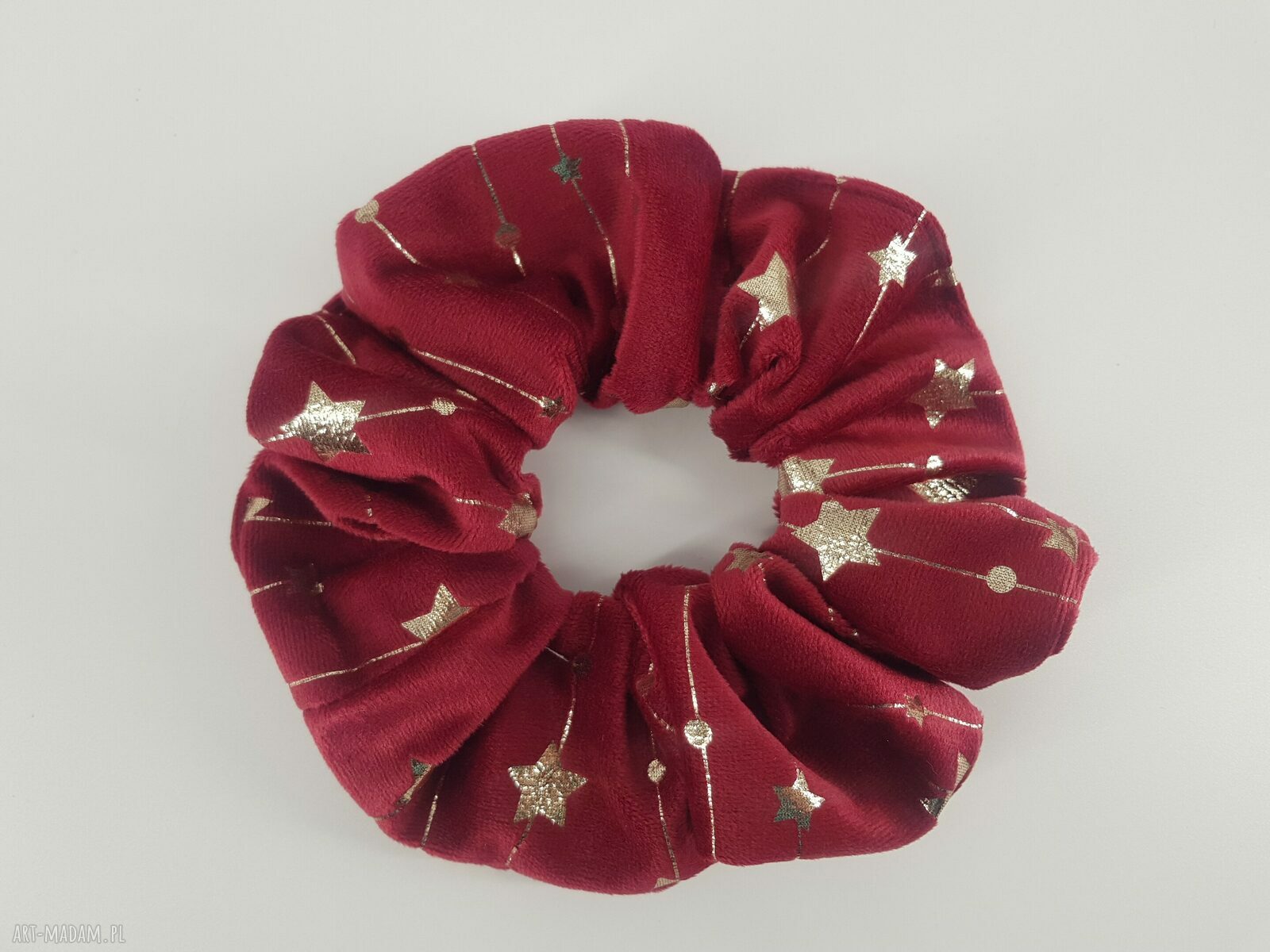 Bordowa welurowa scrunchie