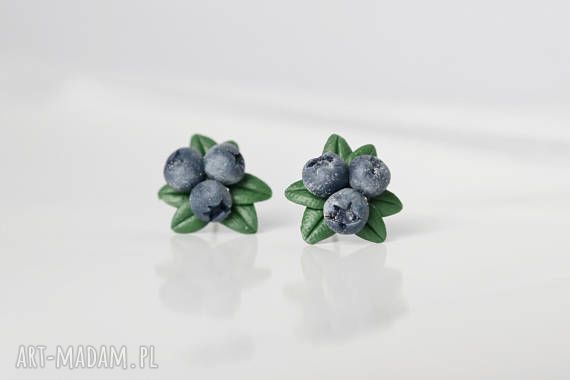 Kolczyki handmade Borówki lekkie „Niespodzianka”