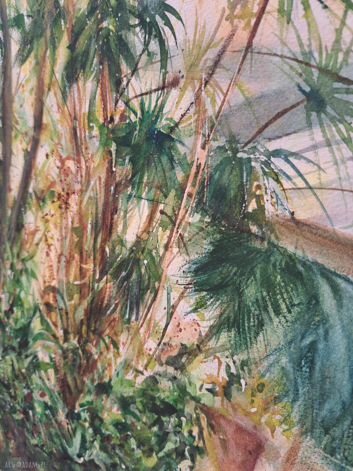 Botaniczna szklarnia - oryginalna akwarela 43x61 cm