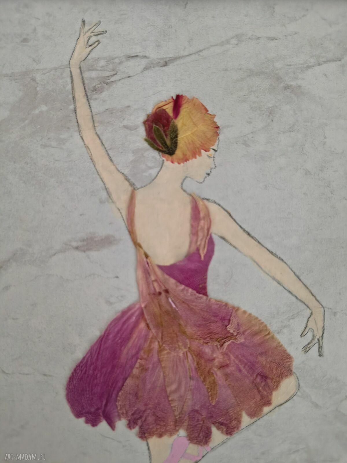 Obraz z suszonych kwiatów Taniec wśród płatków 18x21 cm