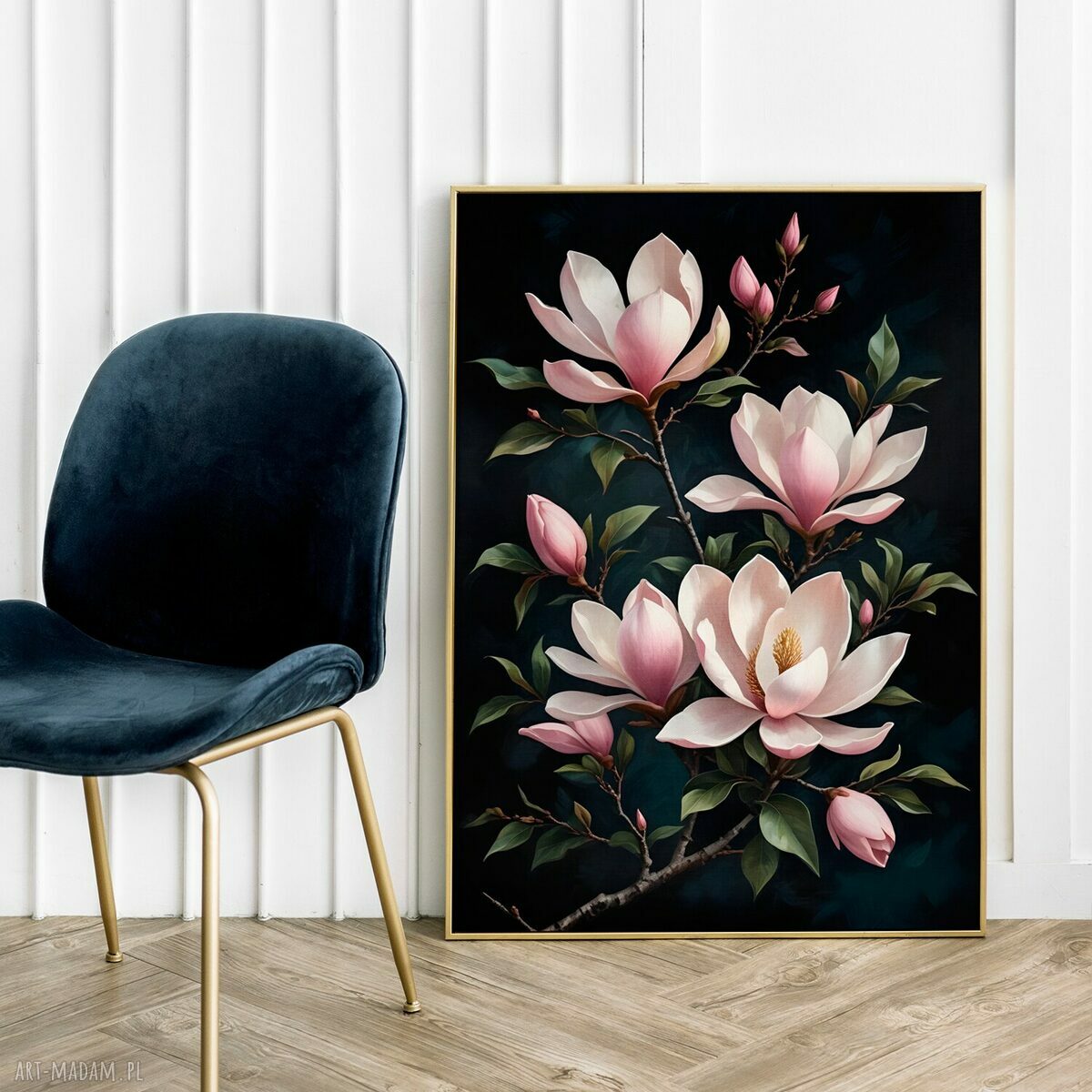 Plakat botaniczny - Magnolia w kobiecym stylu, format A4