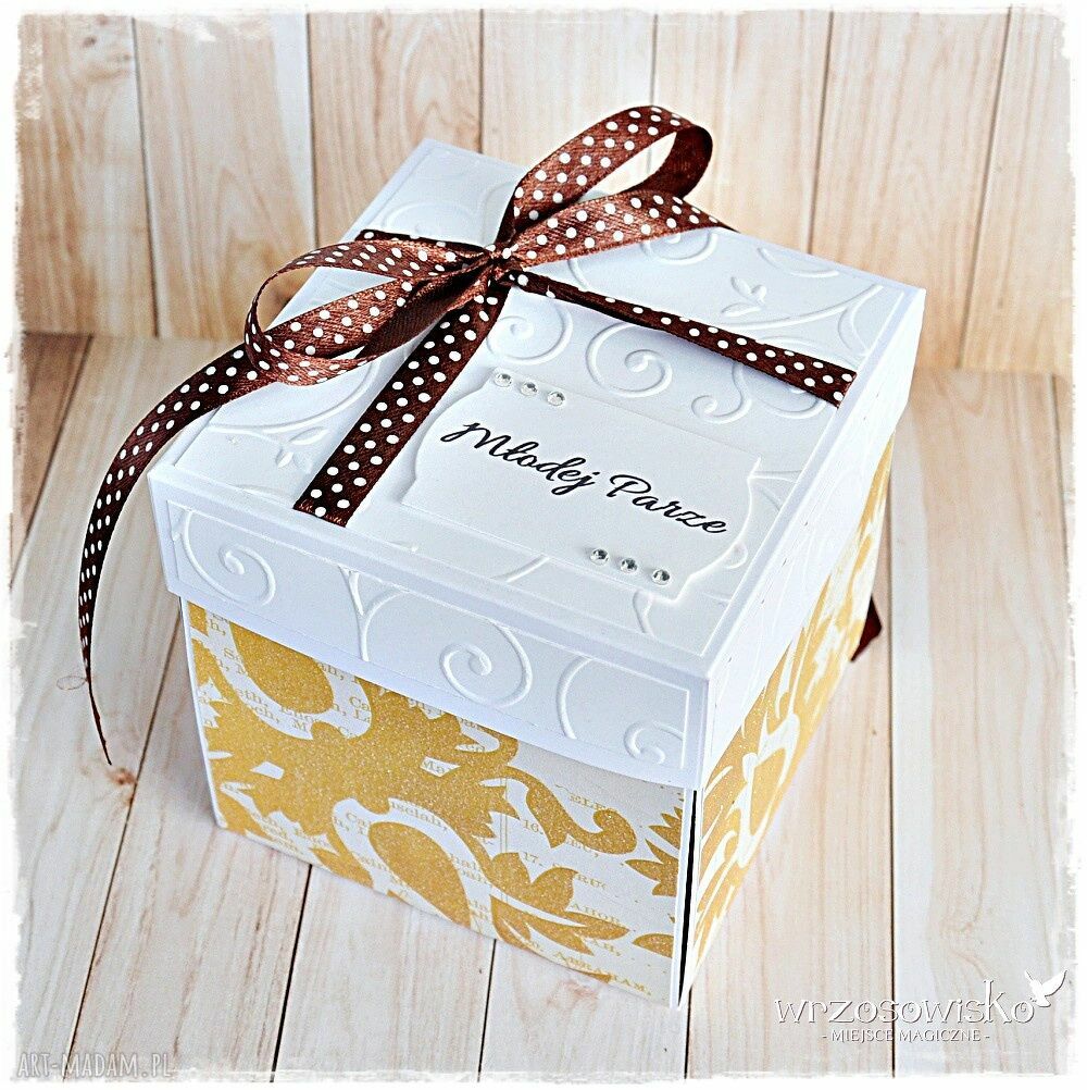 Niezwykłe ślubne życzenia Eksplodujące pudełeczko HandMade