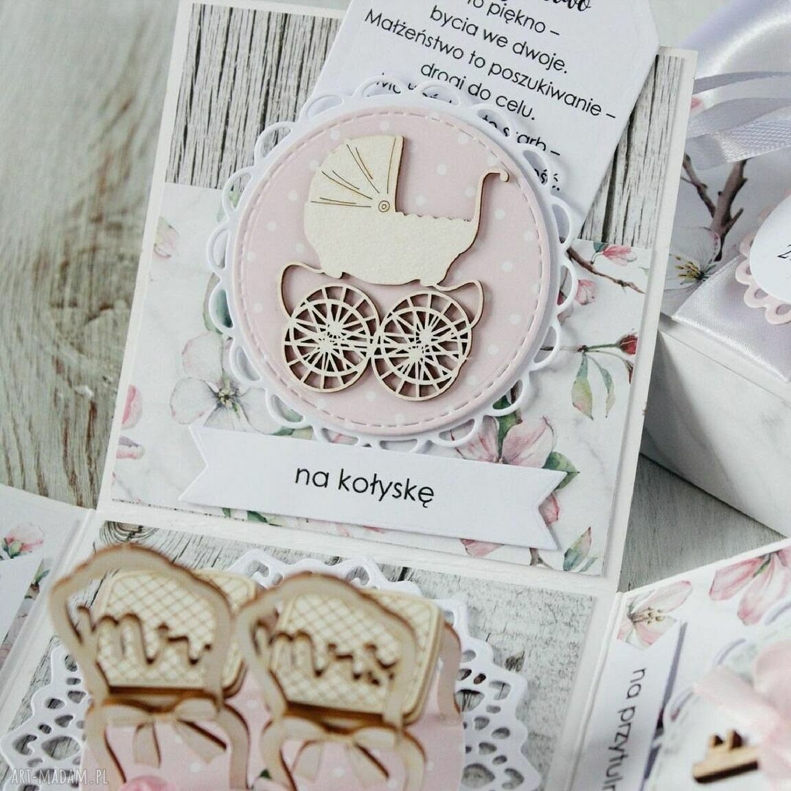 scrapbooking kartki: Pudełko kartka prezent na ślub wesele handmade
