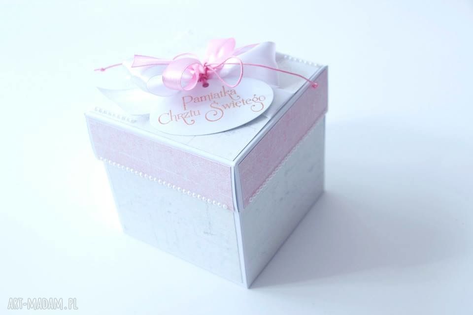 Pudełko niespodzianka dla dziewczynki chrzest kartka box