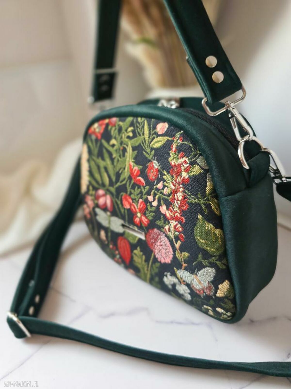 Torebka Box Ada w Kwiaty - handmade na ramię z praktycznymi kieszeniami