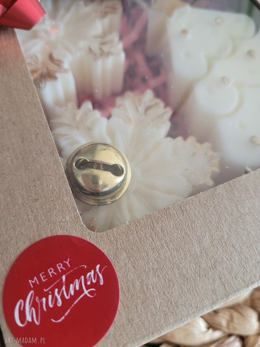 Box upominkowy z świecami sojowymi handmade - śnieżynki i choinka