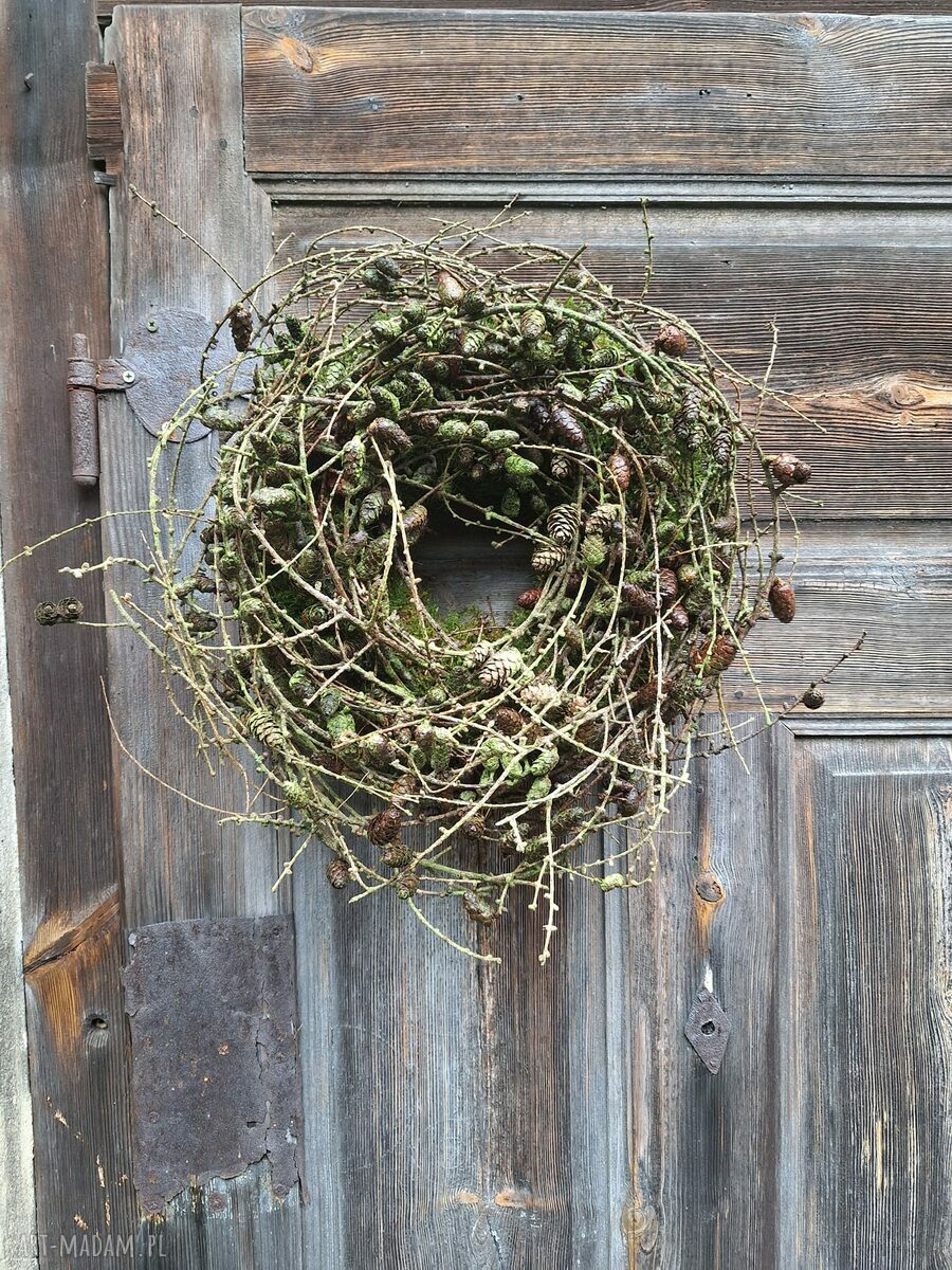 Bożonarodzeniowy wianek na drzwi - naturalna dekoracja 60 cm