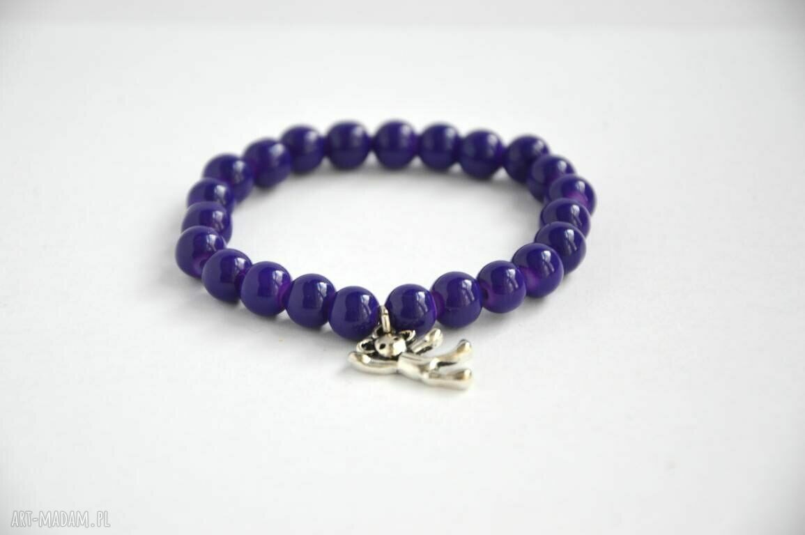 Bracelet by SIS: miś w granatowych koralach