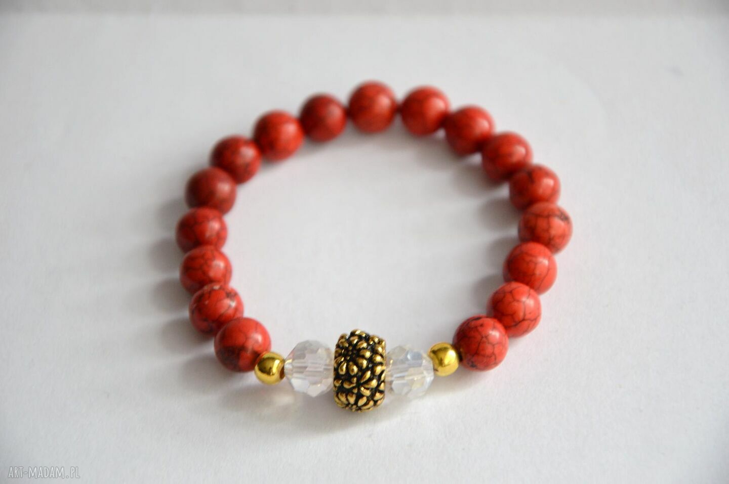 Bracelet by SIS: czerwone kamienie ze złotem