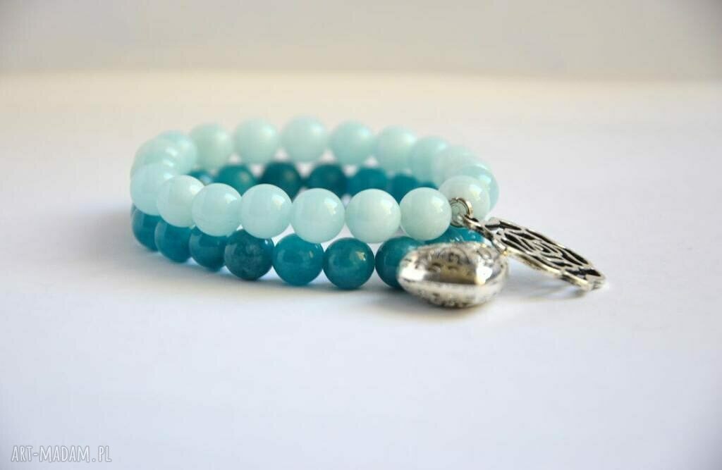 Bracelet by SIS: srebrna róża w miętowym jadeicie